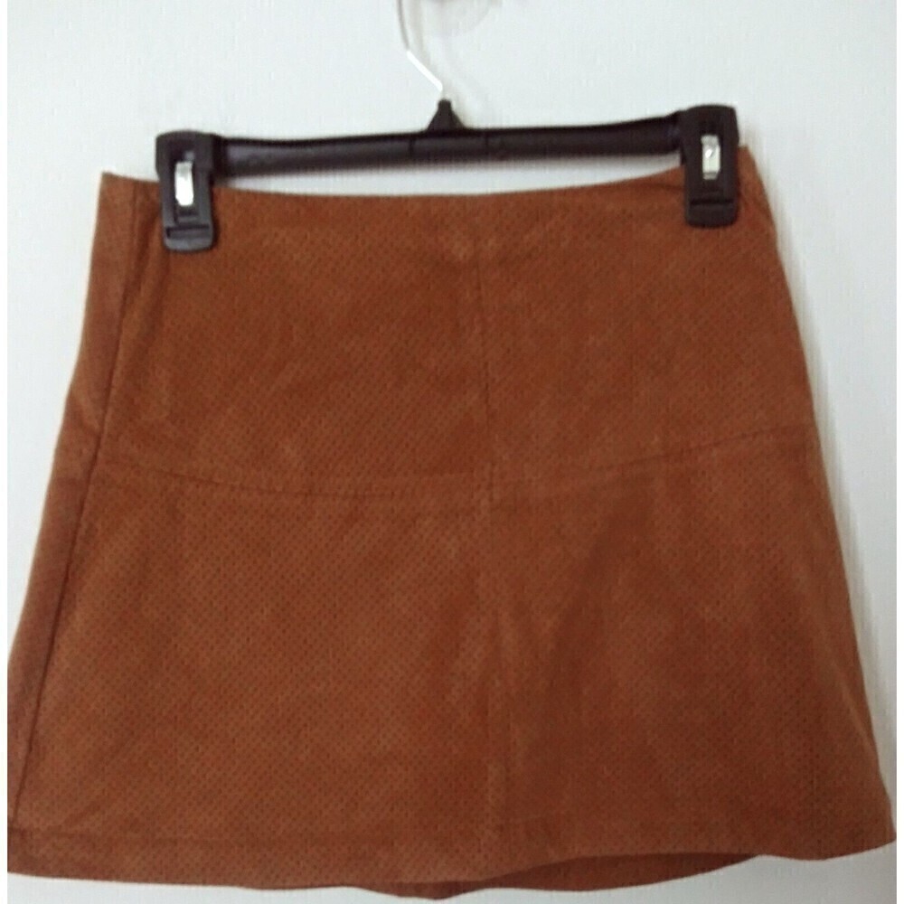 American Rag Brown Mini Skirt Size 3 Faux Suede A Line Back Zipper Mini
